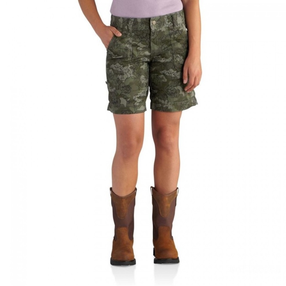 Carhartt Original-Fit El Paso Printed Shorts in Green Floral Camo, 8